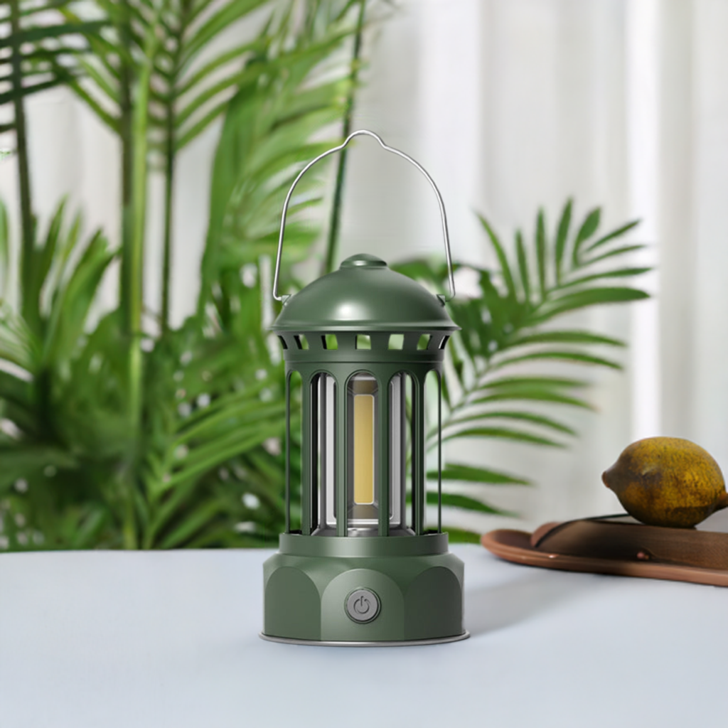 Battery Model COB Portable Outdoor Camping Lamp Atmosphere Tent Lamp Retro Lamp, Size: Small Green